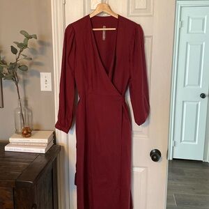 Red Emma Knudsen cotton and tencel wrap dress, medium.